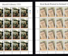 2001 Ireland Literary Anniversaries Stamp Sheetlet (Marsh's Library 1701 & First Book Printed in Ireland 1551) Plate 1A1A1A1A Mint Never Hinged (MNH)