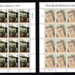 2001 Ireland Literary Anniversaries Stamp Sheetlet (Marsh's Library 1701 & First Book Printed in Ireland 1551) Plate 1A1A1A1A Mint Never Hinged (MNH)