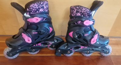 Black and pink roller blades
