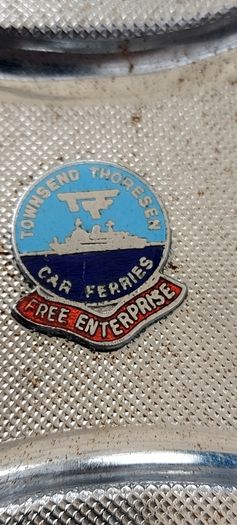 Vintage metal ashtray ,townend Thoresen car ferries free shipping within Ireland, see pictures for condition, nice patina,,collectors item, sold as seen