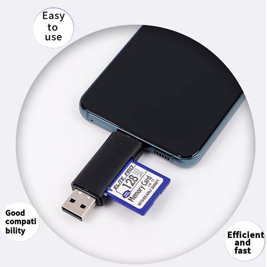 4-in-1 Multi function USB TYPE-C Card Reader External Storage Black Stretch for Memory Stick USB 2.0 Mini SD TF Card Reader