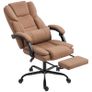 Reclining Faux Leather Office Chair with Footrest and Casters, 65x67x111-119 cm, Brown Image 5