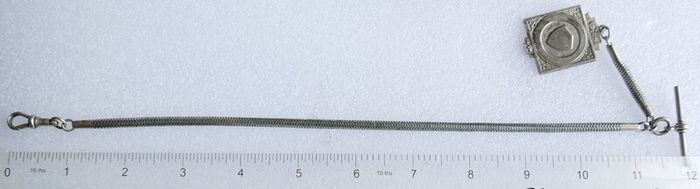 Victorian Albert  Solid Silver Albert Watch Chain "N.G.R.CO.REG" Birmingham or Chester. length 12" - 41,9g