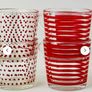 8 Pieces- Vintage IKEA set of 4 polka dot and striped glass cups and matching bowls ( 8 pieces ) Image 6