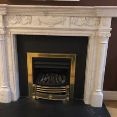 Marble Fireplace and Black Granite Hearth