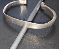 Vintage 960 silver  Modernist cuff bracelet with unique scroll ends