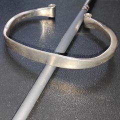 Vintage 960 silver  Modernist cuff bracelet with unique scroll ends