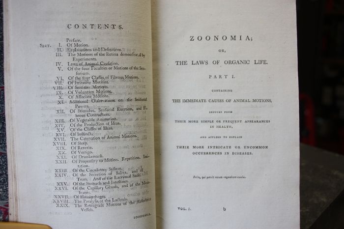 Zoonomia, or the Laws of the Organic Life