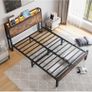 Double Size Bed Frame with Charging Station and LED Lights, Image 5