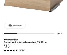 3x IKEA Komplement drawers To fit 75x58 Pax wardrobe