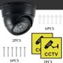 Dummy Cameras Fake CCTV 2PCS, Dome Dummy Fake Security CCTV Camera Simulation Monitor with Flashing LED Light, Dummy CCTV Camera Outdoor Indoor, Dummy Fake Camera Waterproof with 2 CCTV Signs + Screws Image 2