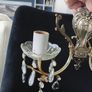 Pair of crystal and brass wall lights Image 3
