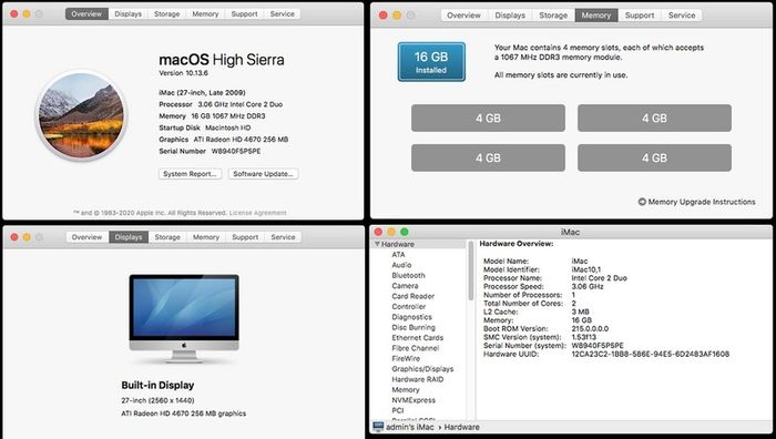 Imac 27" Late 2009 Core 2 Duo 3.06ghz 16gb Ram 240gb Ssd