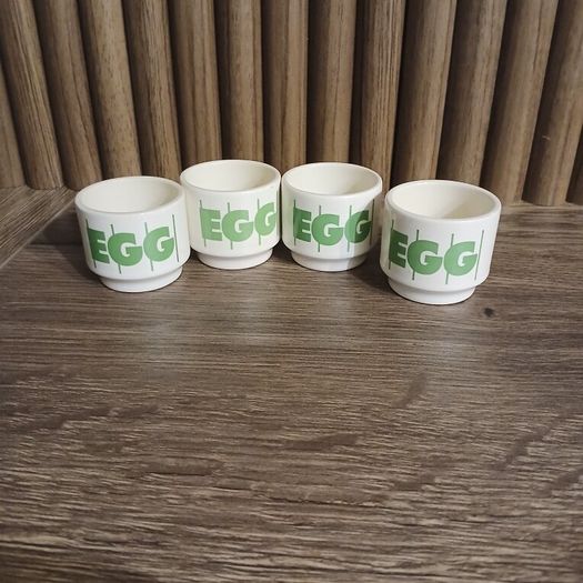 Hornsea Pottery Green Stripe Pattern Set of 4 Egg Cups