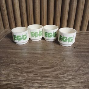 Hornsea Pottery Green Stripe Pattern Set of 4 Egg Cups