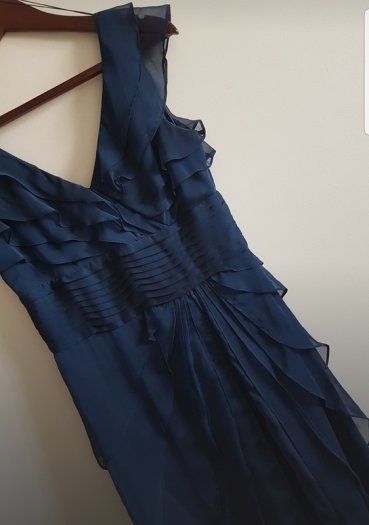 ADRIANNA PAPELL Tiered Chiffon Cap Sleeves Dress