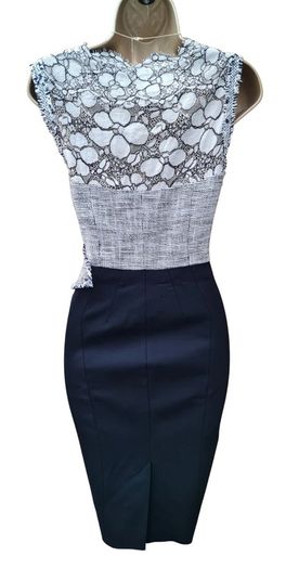 Karen Millen Elegant Tweed Dress with Textured Bodice
