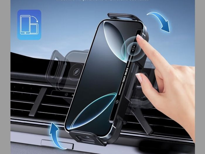 Dual Coils Fast Wireless Car Charger, LAMJAD 15W Smart Qi Car Mount Phone Holder for Air Vent&Dashboard, Compatible with Galaxy z Fold 5/4/3/2/13 Series/iPhone 8/X/11/12 Series/Pixel 6/Samsung S22 Ultra