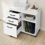 Industrial Rolling File Cabinet with 3 Drawers and Wheels, Open Compartments for A4 Documents, Letter Size, Printer Stand Image 7