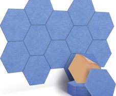 NEW SALE | 12 Pcs Self-Adhesive Acoustic Absorption Panels, High Density 12" X 10" X 0.4" Soundproof Acoustic Panel, Hexagon Sound Absorbing Panels for Recording Studio & Home & Offices (Blue)