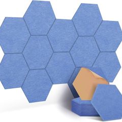NEW SALE | 12 Pcs Self-Adhesive Acoustic Absorption Panels, High Density 12" X 10" X 0.4" Soundproof Acoustic Panel, Hexagon Sound Absorbing Panels for Recording Studio & Home & Offices (Blue)