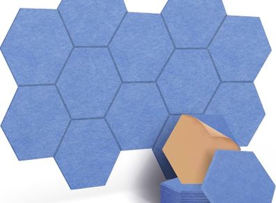 NEW SALE | 12 Pcs Self-Adhesive Acoustic Absorption Panels, High Density 12" X 10" X 0.4" Soundproof Acoustic Panel, Hexagon Sound Absorbing Panels for Recording Studio & Home & Offices (Blue)