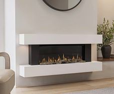 White Wall-Mounted Electric Smart Fire Place with Surround - 52 Inch - AmberGlo