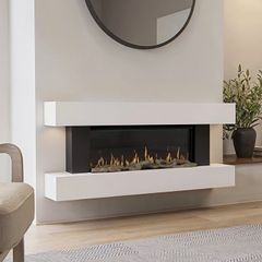 White Wall-Mounted Electric Smart Fire Place with Surround - 52 Inch - AmberGlo