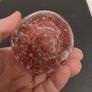 Art Glass Apple Paperweight Pink Bubble Glass Image 3