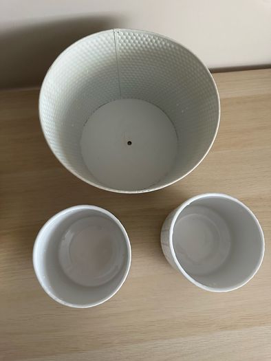 Plant Pots 3 pcs white ceramic/ metal