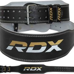 Weight Lifting Belt Gym Fitness, Cowhide Leather, 4 Padded Lumbar Back Support, 10 Adjustable Holes, Powerlifting Bodybuilding Deadlifts Squats Exercise Workout, Men Strength Training Equipment