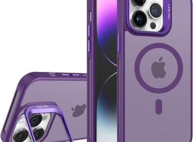 For Apple iPhone 13 / 14 Skin-Feel Camera Holder Magsafe Case Purple