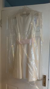 Marks and Spencer ivory dress with pink bow