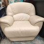 3 Seater & Armchair Cream Leather Image 6