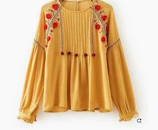 Zara Embroidered Floral Pompom Tunic Top Age 10-12