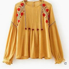 Zara Embroidered Floral Pompom Tunic Top Age 10-12