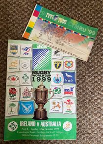 Very Rare 1999 Ireland v Australia - Rugby World Cup Pool E Programme & Match Ticket