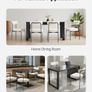 Set of 6 White Boucle Dining Chairs Mid Century Modern Sherpa Accent Chairs, Upholstered Side Chair for Dining Table, Space-Saving White Kitchen Table Chair with Curved Backrest and Black Metal Legs Image 8