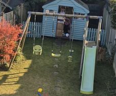 Wooden Swingset with slide