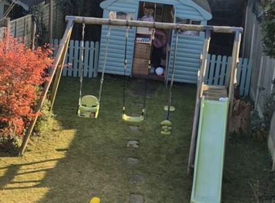 Wooden Swingset with slide
