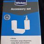 Brand New Wickes Accessory Set - Soap Dispenser, Soap Dish, Tumbler - Colour - White - RRP - 12.99 Image 2