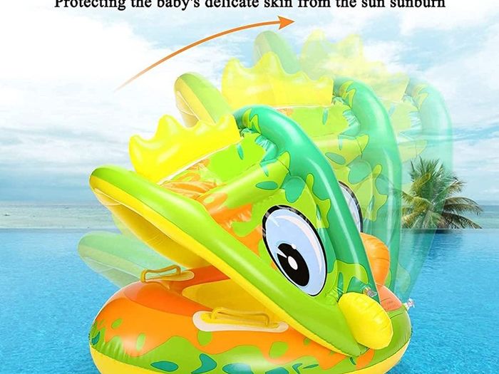 Baby Unicorn Pool Float with Sun Canopy -Baby Swim Ring,Inflatable Swimming Ring Infant Baby Floatie Spring Float Pool Fit Safety Seat (FREE SHIPPING)