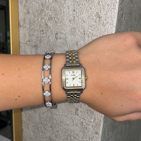 Cluse La Tetragone rectangular 14 mm Two-Tone Watch