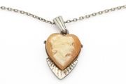 Vintage 925 Sterling Silver Signed Georg Jensen Cameo Shell Necklace