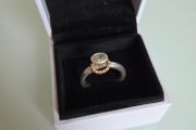 Pandora 14k Gold &amp; Silver halo ring clear CZ  Size 56. Some sign of wear at the back but otherwise nothing wrong