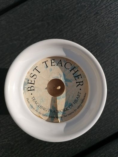 Candle Best Teacher History and Heraldry Stoneware