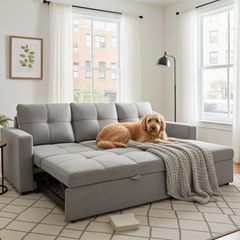 Silver Grey Corner Sofa Bed Storage