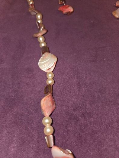 Natural Sea Shell and Pearl Necklace and earring set