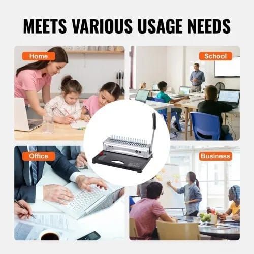 Binding Machine, Comb Binding Machine 21-Holes Binding 450 Sheets, Book Binder Machine with 100 PCS 9.53 mm Comb Binding Spines, for Letter Size, A4, A5