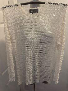 Avant Garde cream crochet pearl jumper size UK14 EU42 Postage included
